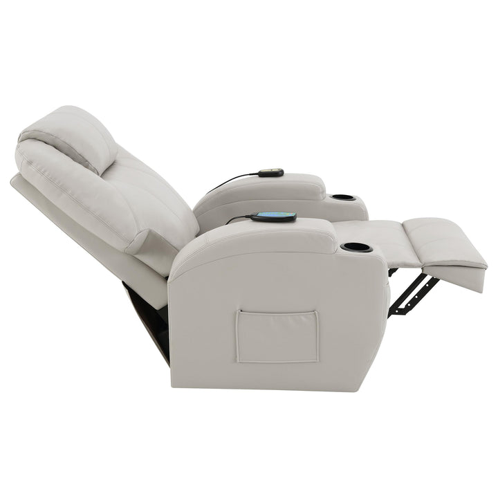 Coaster Furniture 600497P Sanger Upholstered Power Lift Massage Recliner Champagne