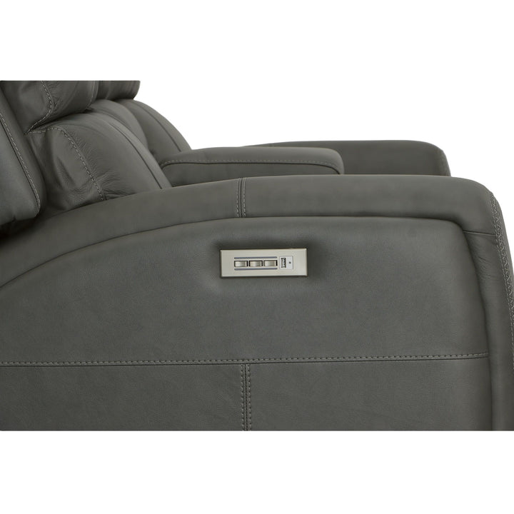 Linden Leather Power Reclining Loveseat with Console &amp; Power Headrests &amp; Lumbar in Charcoal