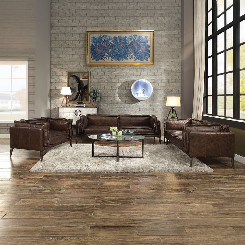 Brancaster - Console Cabinet - Top Grain Leather & Aluminum