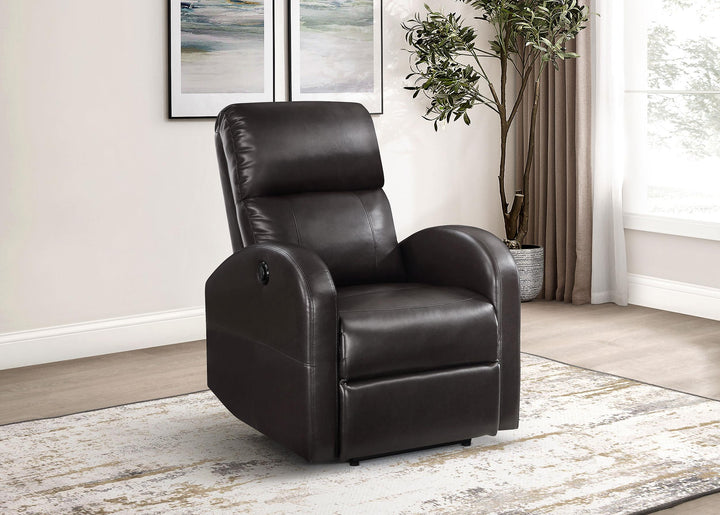 Coaster Furniture 601500P Grant Upholstered Power Recliner Chair Brown