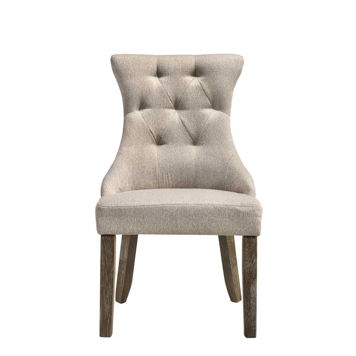 Gabrian Side Chair (Set-2) in Two-tone Beige Fabric &amp; Reclaimed Gray Finish
