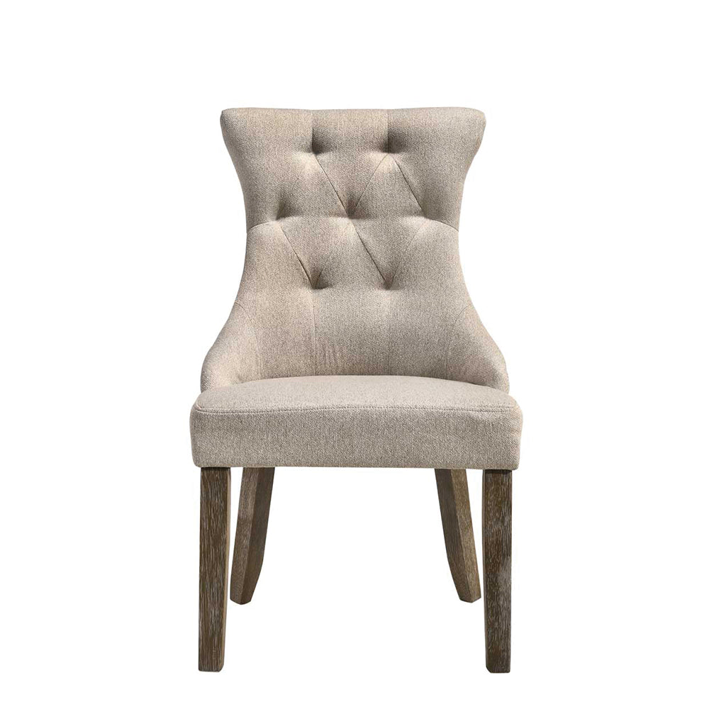 Gabrian Side Chair (Set-2) in Two-tone Beige Fabric & Reclaimed Gray Finish