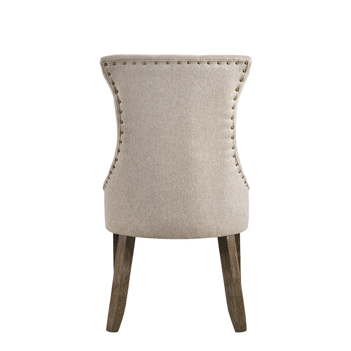 Gabrian Side Chair (Set-2) in Two-tone Beige Fabric &amp; Reclaimed Gray Finish