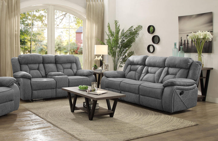 Coaster Furniture 602261-S2 Higgins 2-piece Upholstered Motion Reclining Sofa Set Grey