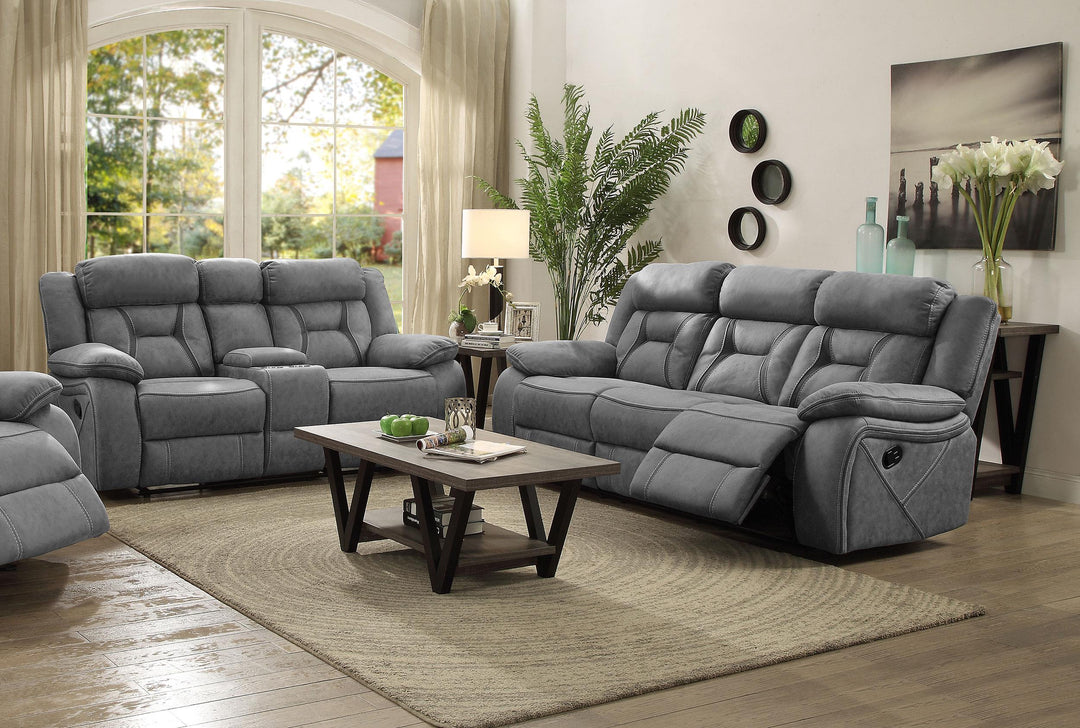 Coaster Furniture 602261-S2 Higgins 2-Piece Upholstered Motion Reclining Sofa Set Grey