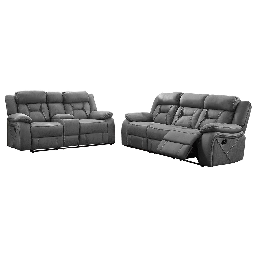 Coaster Furniture 602261-S2 Higgins 2-piece Upholstered Motion Reclining Sofa Set Grey