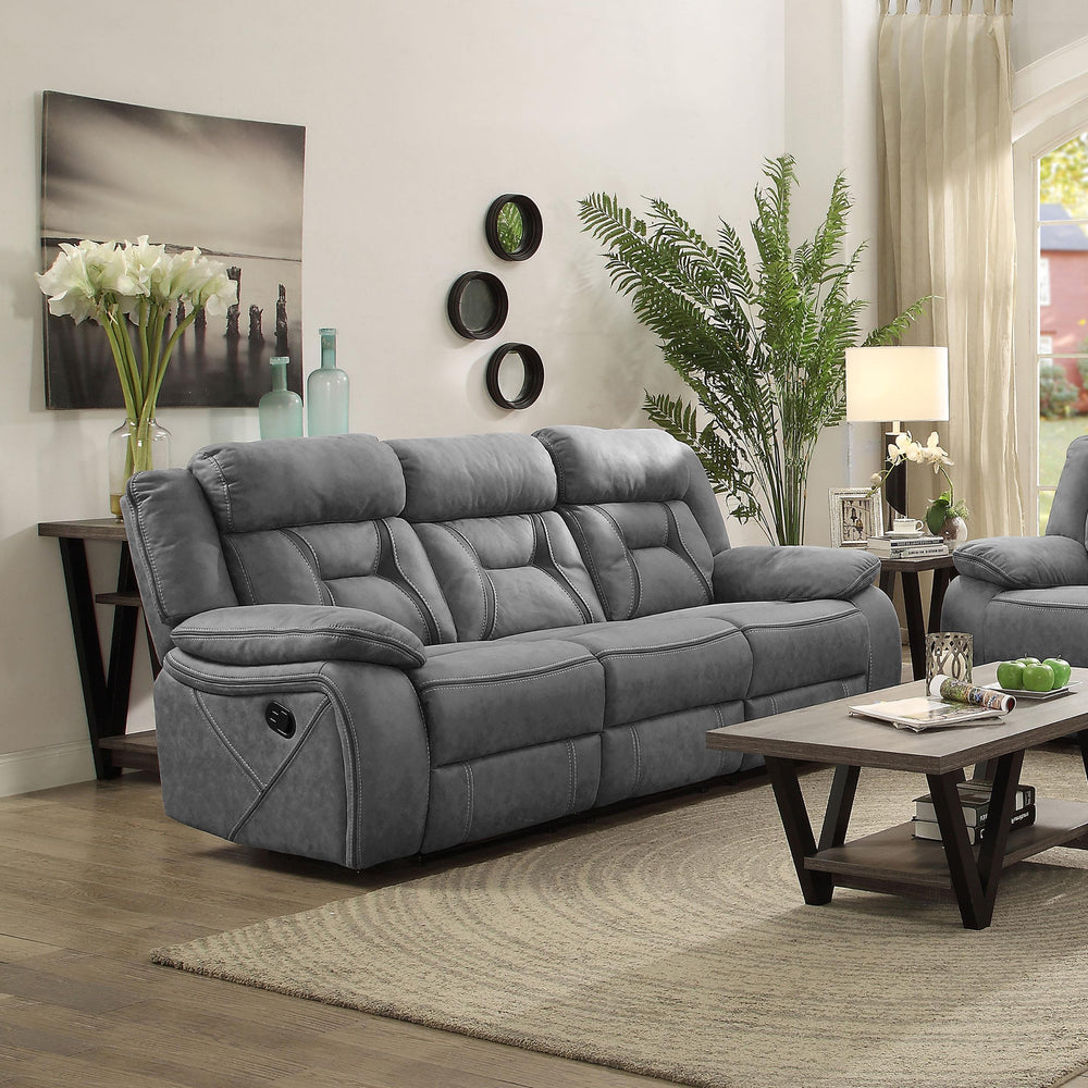 Coaster Furniture 602261 Higgins Upholstered Motion Reclining Sofa Grey