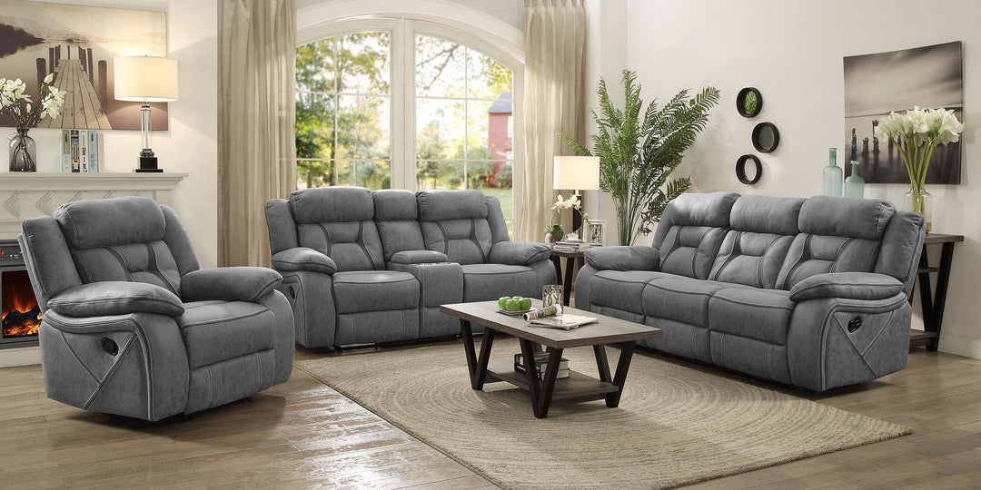 Coaster Furniture 602261 Higgins Upholstered Motion Reclining Sofa Grey