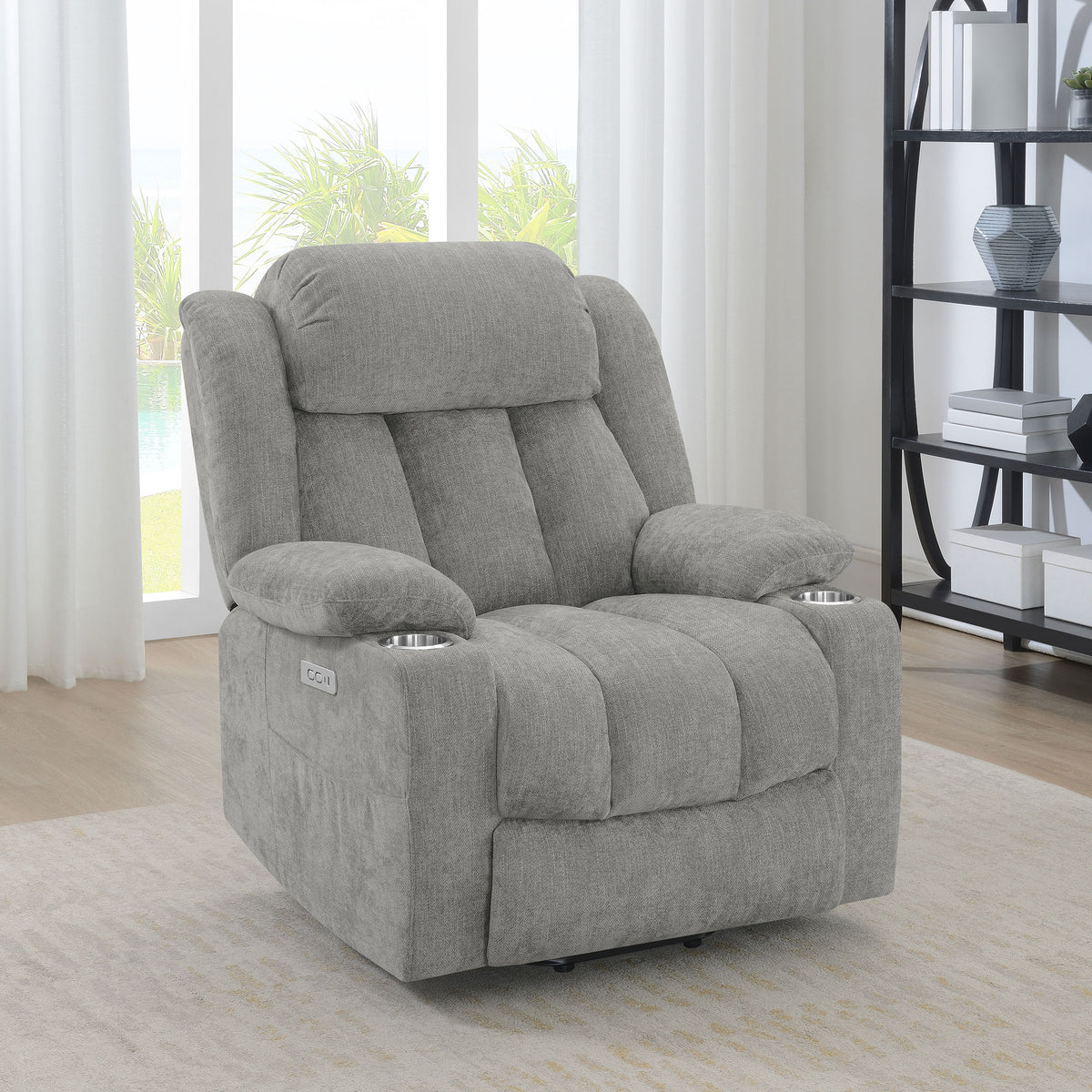 Houston - Upholstered Power Lift Recliner - Gray