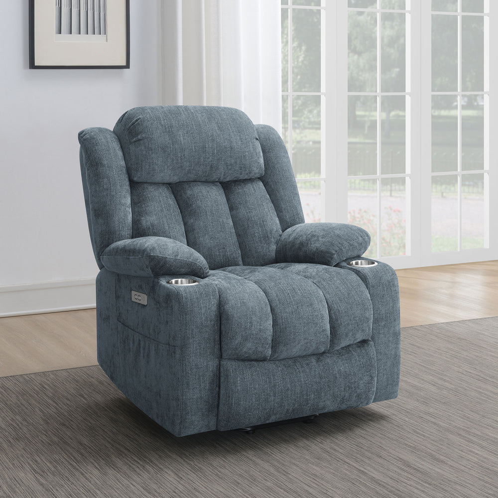 Houston - Upholstered Power Lift Recliner - Slate Blue