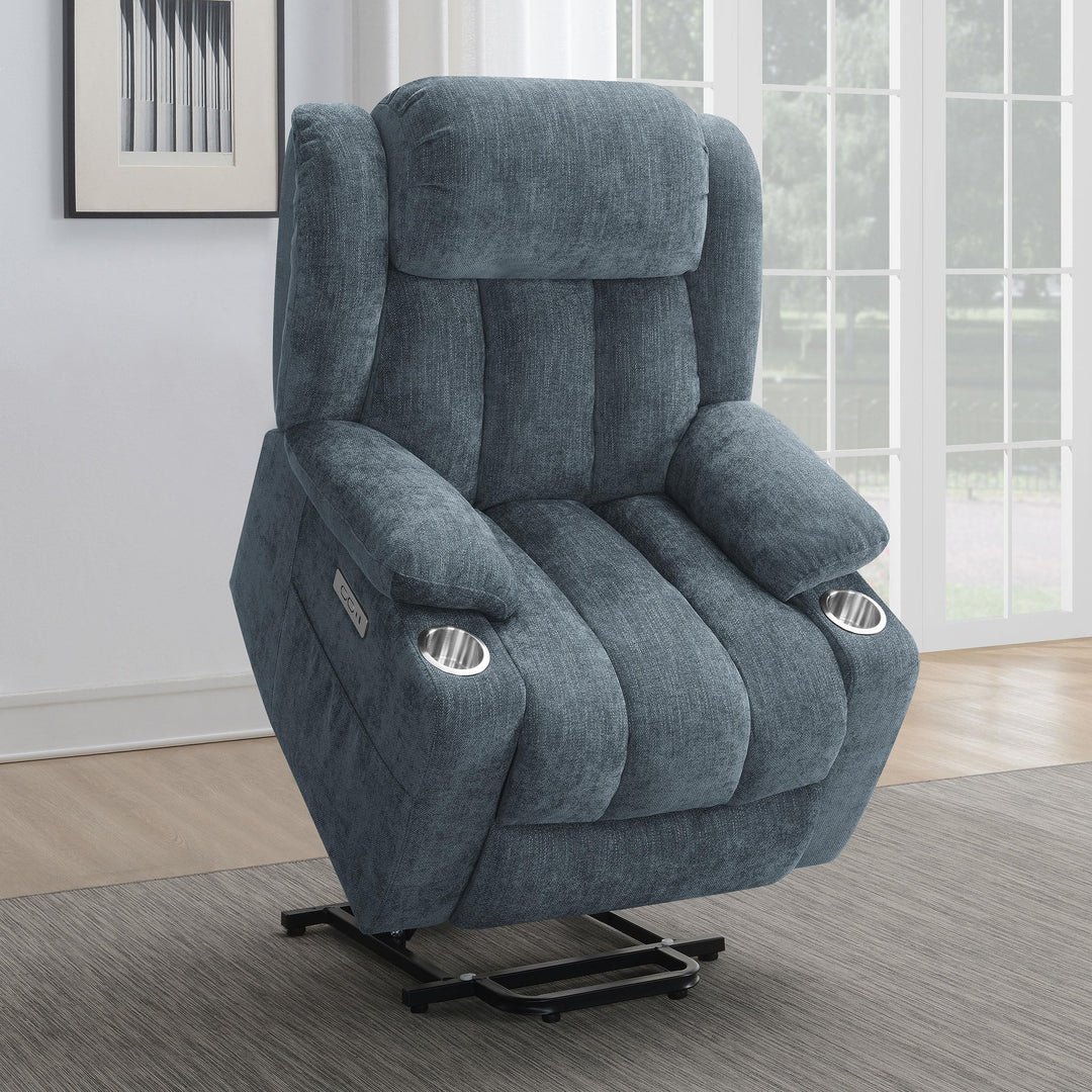 Coaster Furniture 602294P Houston Upholstered Power Lift Recliner Slate Blue