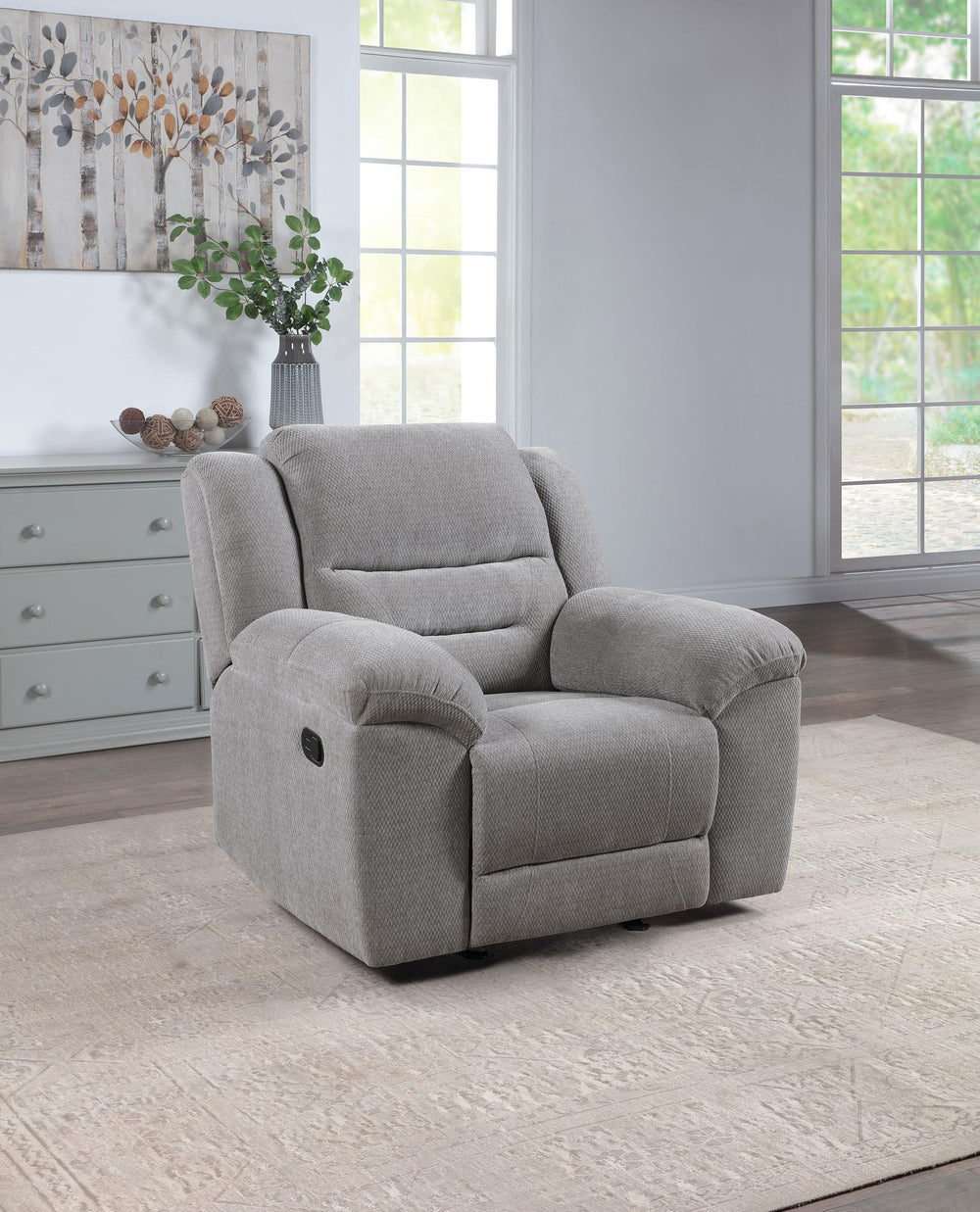 Coaster Furniture 602553 Gilson Chenille Upholstered Glider Recliner Chair Grey