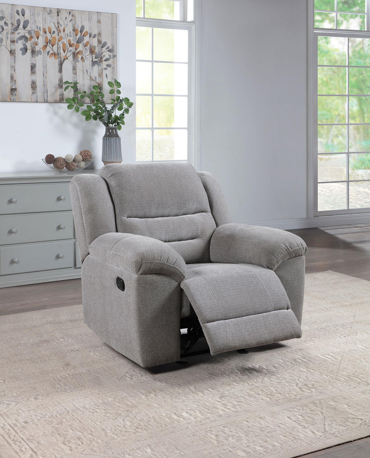 Coaster Furniture 602553 Gilson Chenille Upholstered Glider Recliner Chair Grey