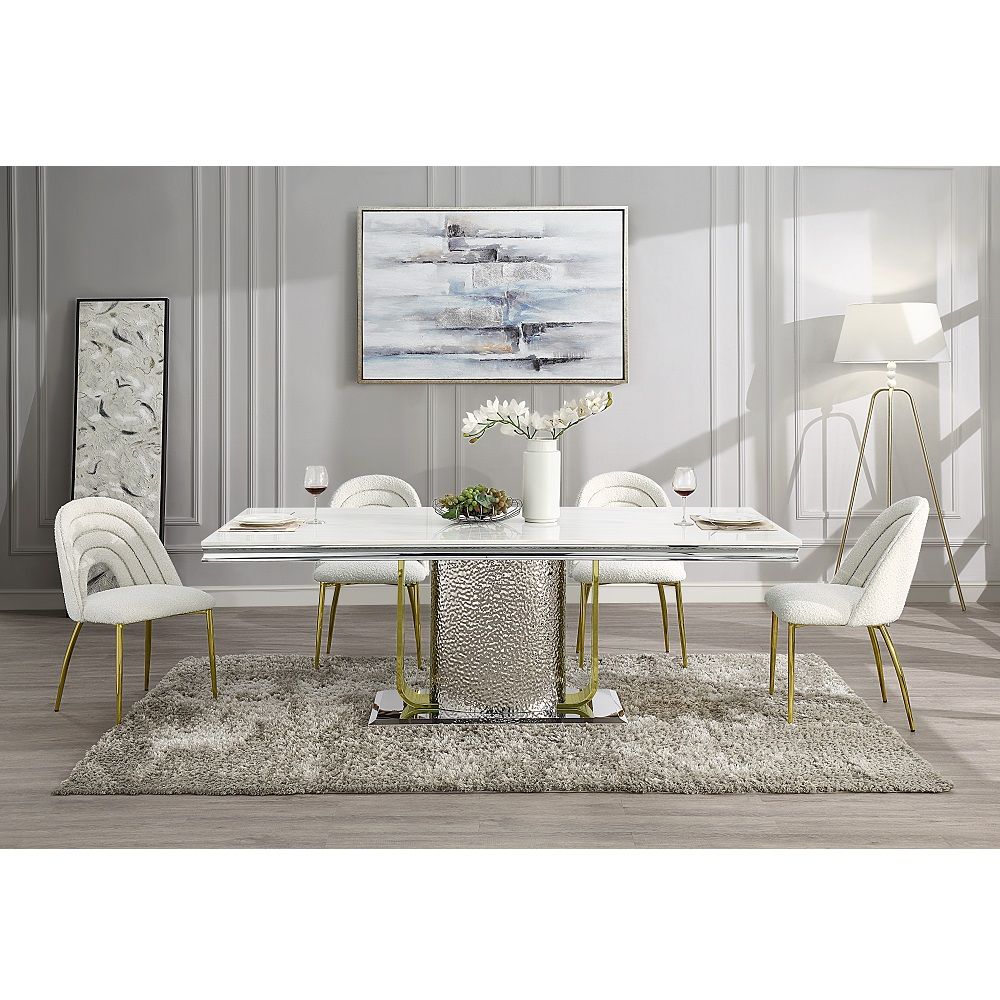 Fadri - Side Chair Set of 2) - Teddy Sherpa & Mirrored Gold