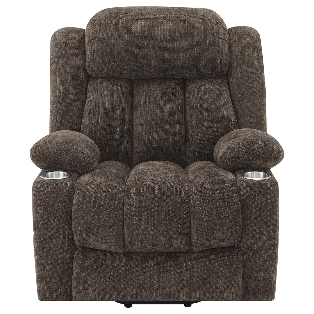 Coaster Furniture 603233P Houston Upholstered Power Lift Recliner Chair Dark Brown