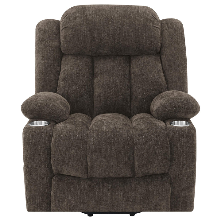 Coaster Furniture 603233P Houston Upholstered Power Lift Recliner Chair Dark Brown