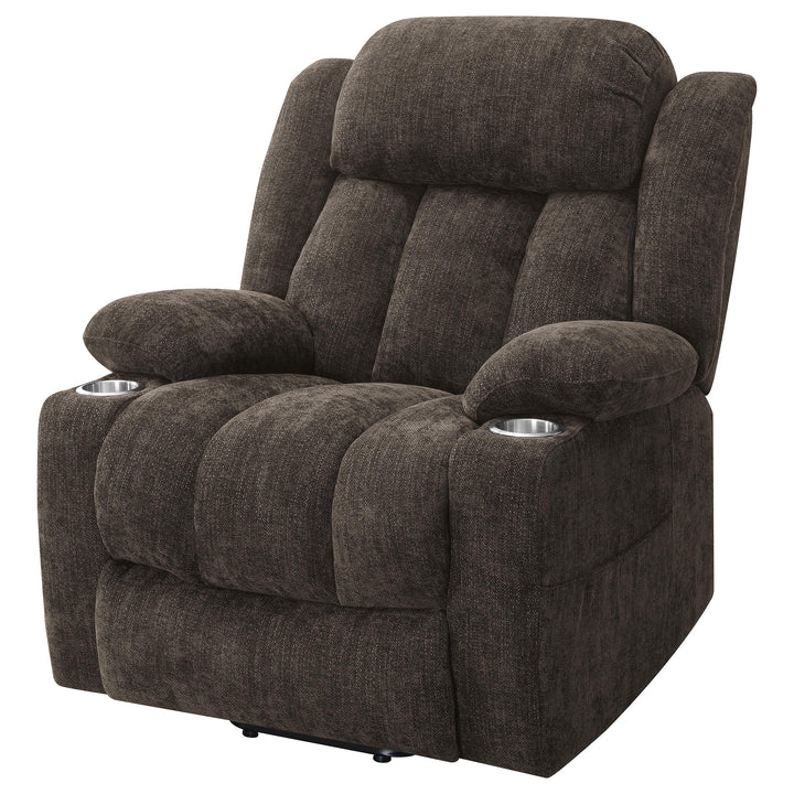 Coaster Furniture 603233P Houston Upholstered Power Lift Recliner Chair Dark Brown