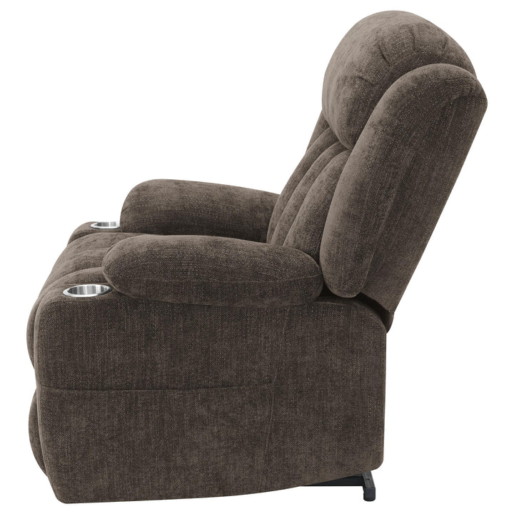 Coaster Furniture 603233P Houston Upholstered Power Lift Recliner Chair Dark Brown