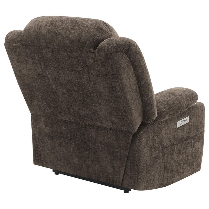 Coaster Furniture 603233P Houston Upholstered Power Lift Recliner Chair Dark Brown