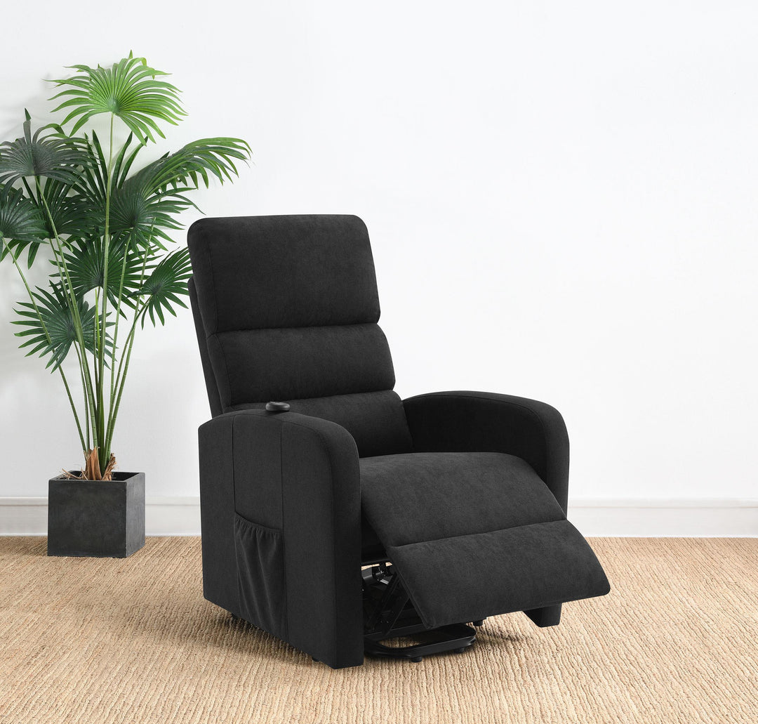 Coaster Furniture 603235P Amsdell Upholstered Power Lift Recliner with Remote Black