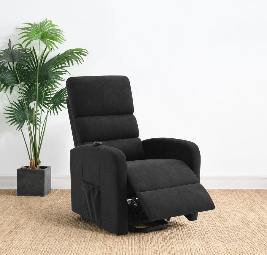 Coaster Furniture 603235P Amsdell Upholstered Power Lift Recliner with Remote Black