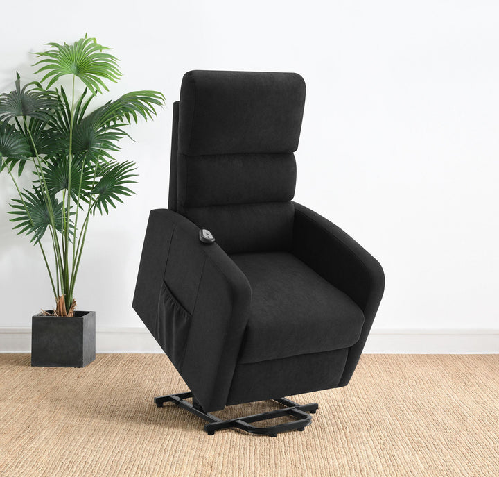 Coaster Furniture 603235P Amsdell Upholstered Power Lift Recliner with Remote Black