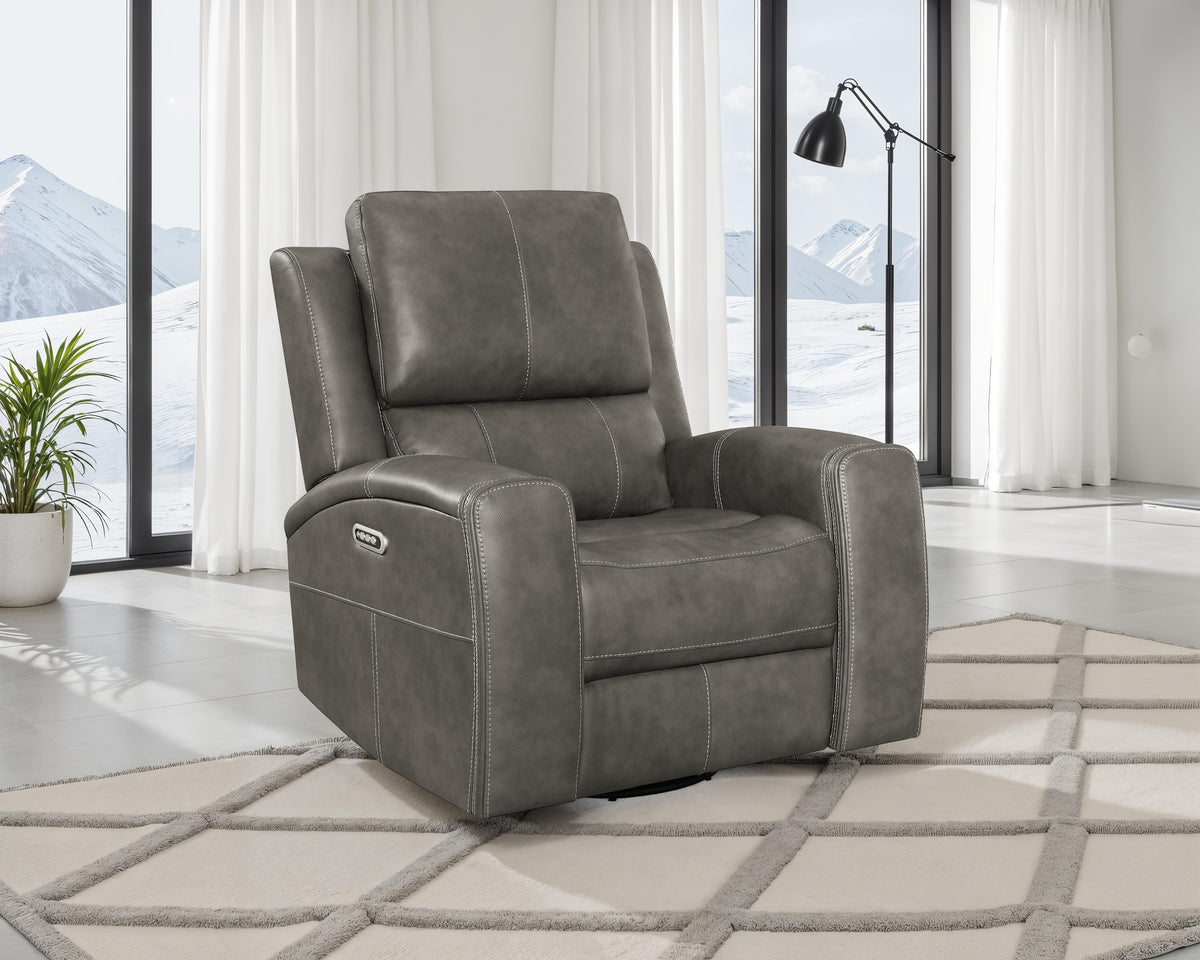 Brickston - Triple Power Swivel Glider Recliner - Charcoal