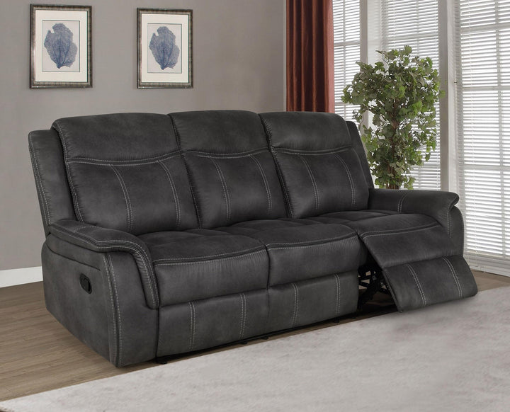 Coaster Furniture 603504 Lawrence Upholstered Padded Arm Reclining Sofa Charcoal