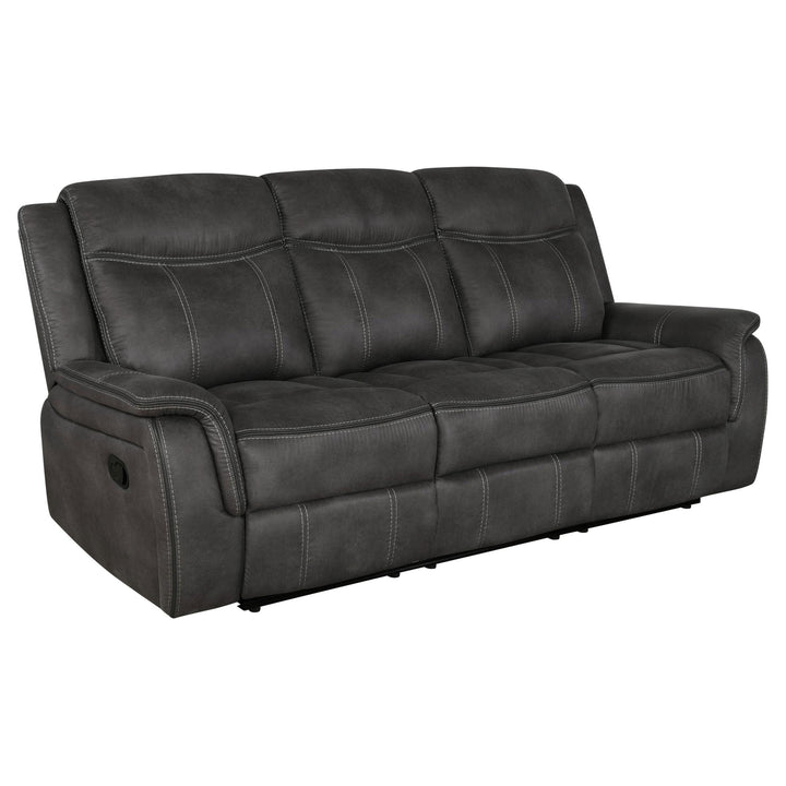Coaster Furniture 603504 Lawrence Upholstered Padded Arm Reclining Sofa Charcoal