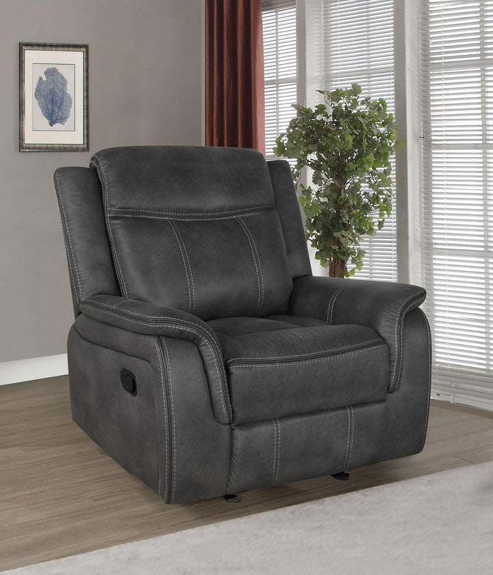 Coaster Furniture 603506 Lawrence Upholstered Padded Arm Glider Recliner Charcoal