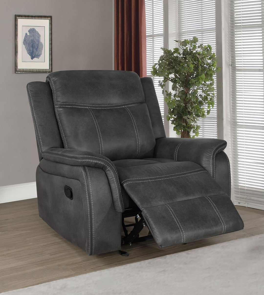 Coaster Furniture 603506 Lawrence Upholstered Padded Arm Glider Recliner Charcoal
