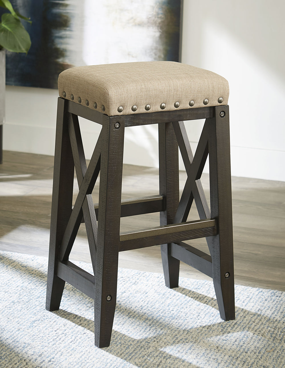 Modus Furniture 7Yc968U Yosemite Solid Wood Upholstered Bar Stool In Cafe
