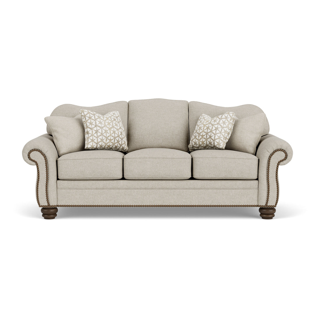 Flexsteel 8648-31 Bexley  Fabric Sofa, Nailhead Trim  Beige