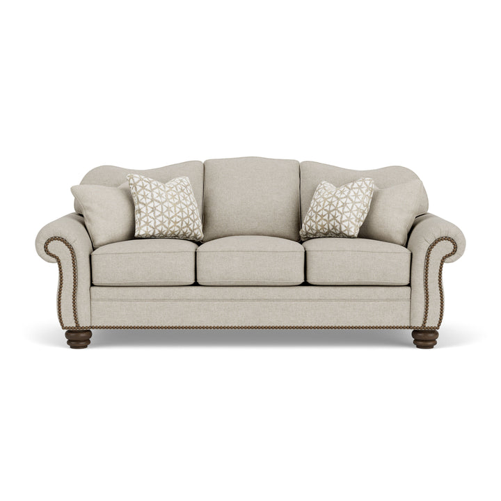 Flexsteel 8648-31 Bexley  Fabric Sofa, Nailhead Trim  Beige