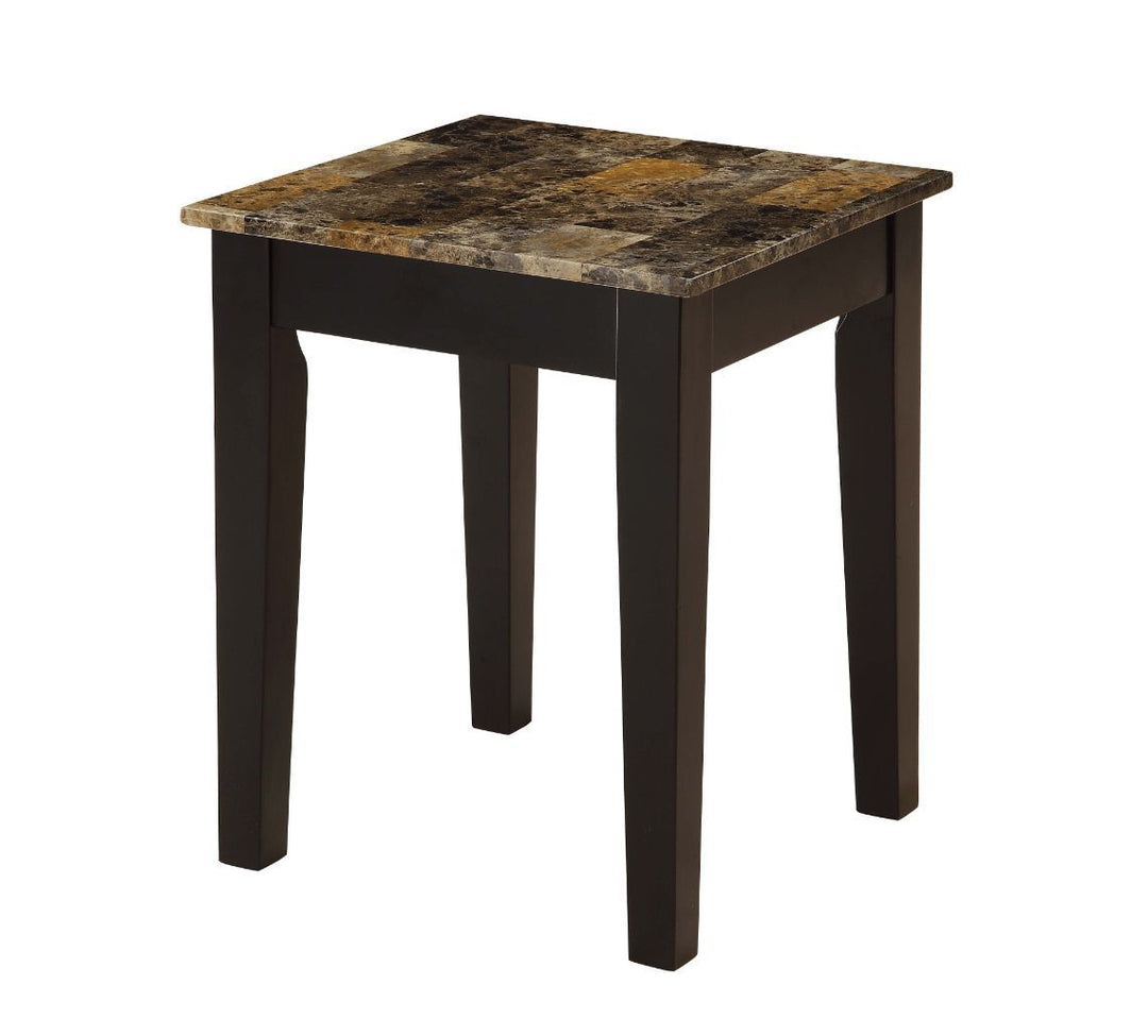 Dusty II - End Table - Dark Brown Faux Marble & Black
