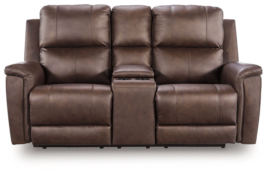 Bleckley - Power Reclining Loveseat With Console / Adjustable Headrest - Espresso by Ashley Furniture product image