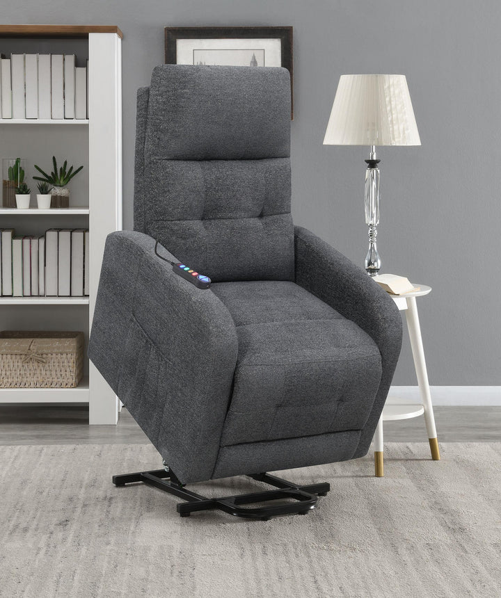 Coaster Furniture 609403P Howie Upholstered Power Lift Massage Chair Charcoal