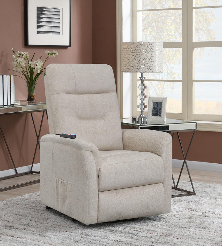 Coaster Furniture 609405P Henrietta Upholstered Power Lift Massage Chair Beige