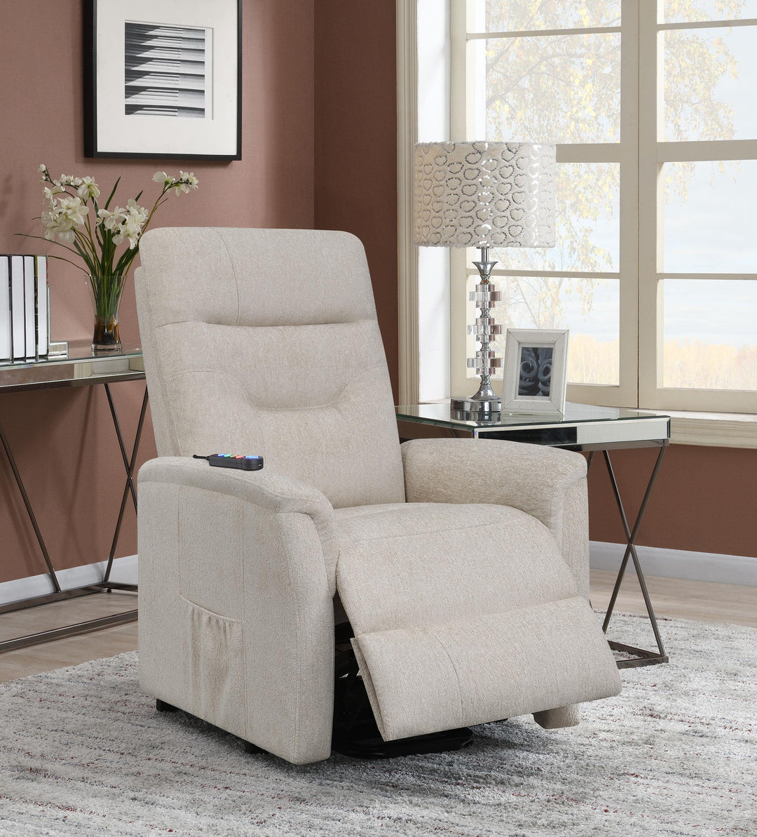 Coaster Furniture 609405P Henrietta Upholstered Power Lift Massage Chair Beige