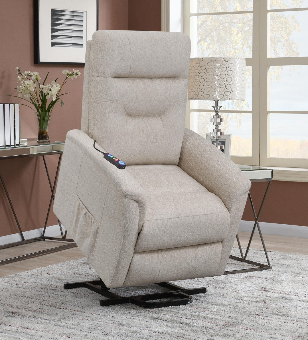 Coaster Furniture 609405P Henrietta Upholstered Power Lift Massage Chair Beige