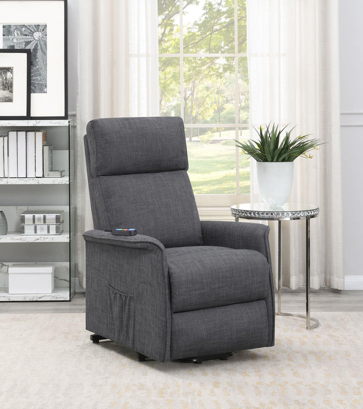 Coaster Furniture 609406P Herrera Upholstered Power Lift Massage Chair Charcoal