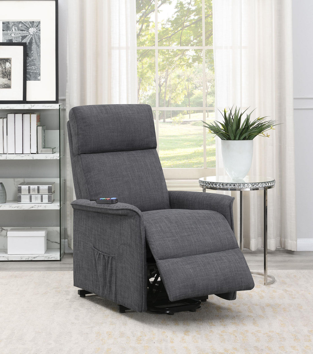 Coaster Furniture 609406P Herrera Upholstered Power Lift Massage Chair Charcoal