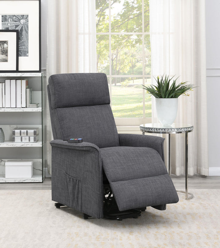 Coaster Furniture 609406P Herrera Upholstered Power Lift Massage Chair Charcoal