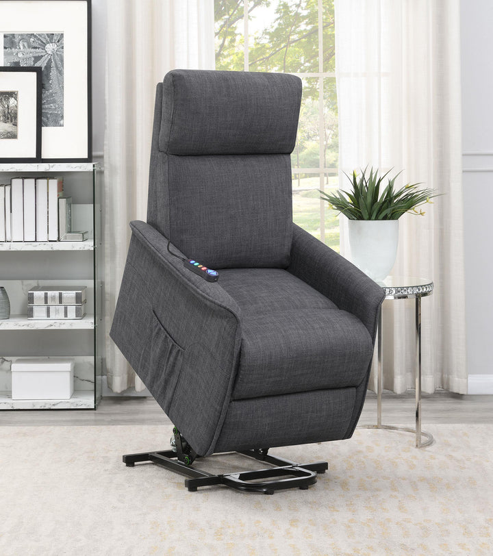 Coaster Furniture 609406P Herrera Upholstered Power Lift Massage Chair Charcoal