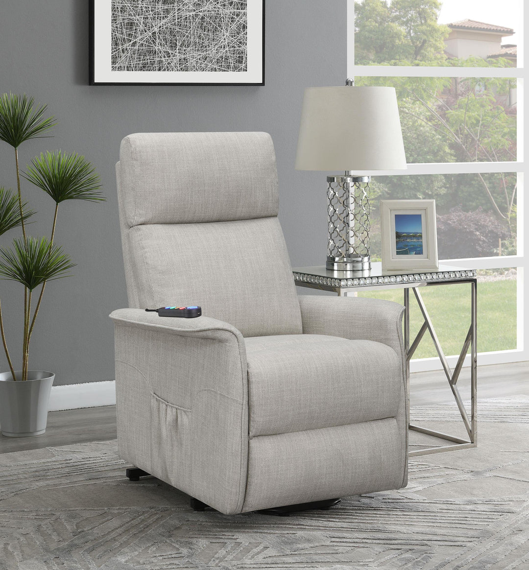 Coaster Furniture 609407P Herrera Upholstered Power Lift Massage Chair Beige