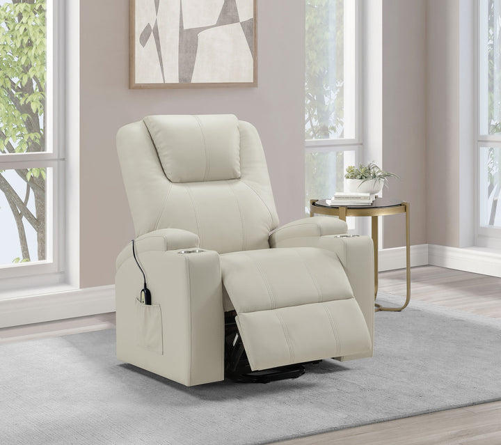 Armstrong - Upholstered Power Lift Massage Recliner - Ivory