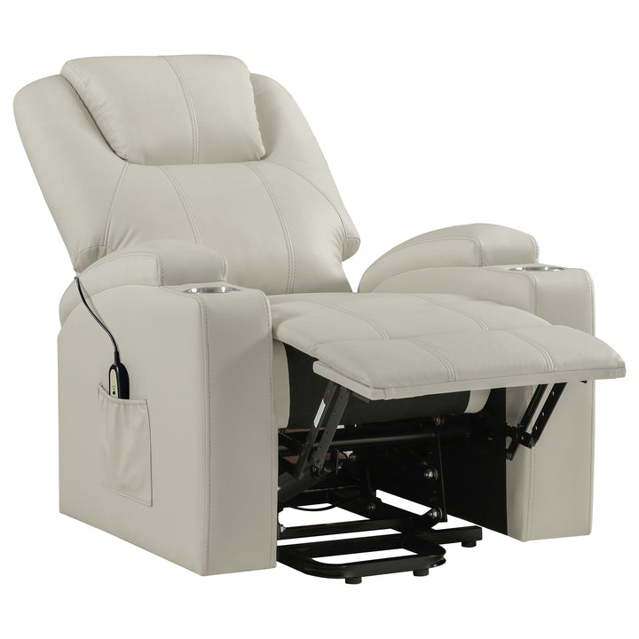 Armstrong - Upholstered Power Lift Massage Recliner - Ivory