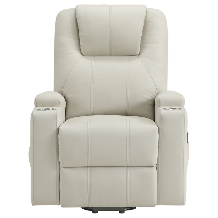 Armstrong - Upholstered Power Lift Massage Recliner - Ivory