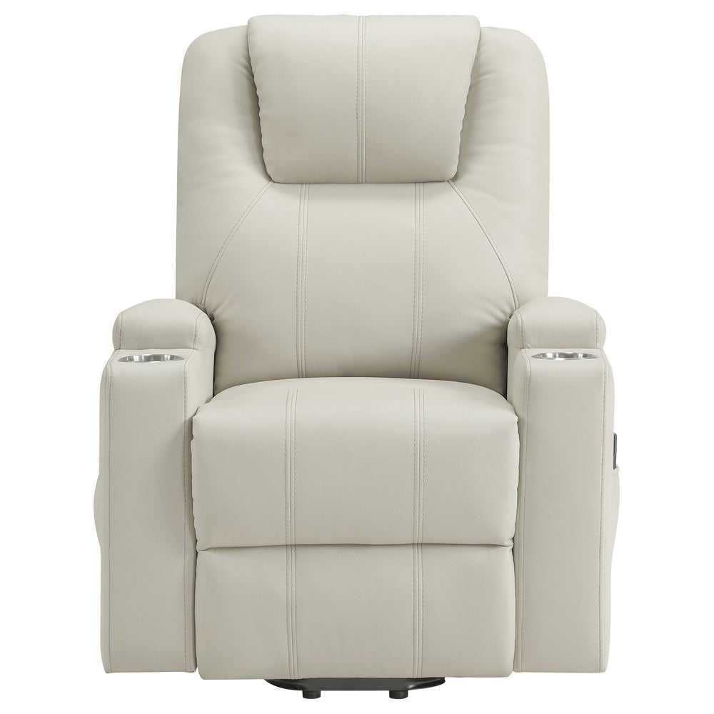 Armstrong - Upholstered Power Lift Massage Recliner - Ivory
