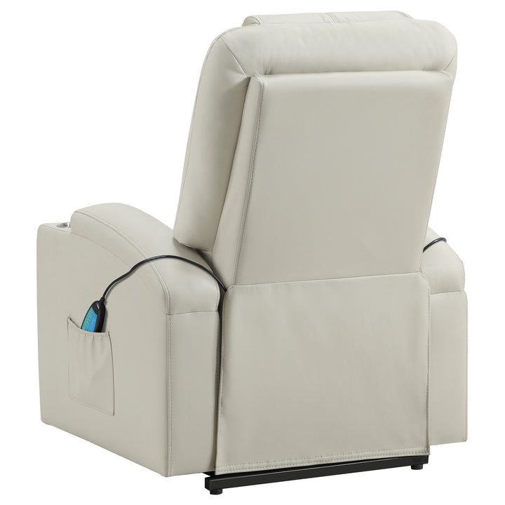 Armstrong - Upholstered Power Lift Massage Recliner - Ivory